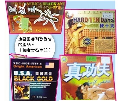 14款中文标签壮阳药加拿大叫停服用 含危险成分