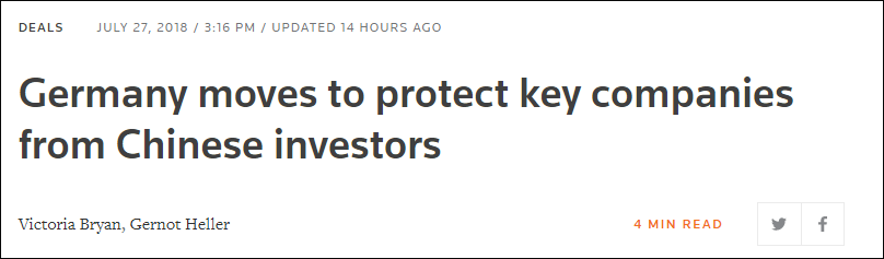 中企入股德电网巨头再受挫 因德政府以“国家安全”为由阻挠