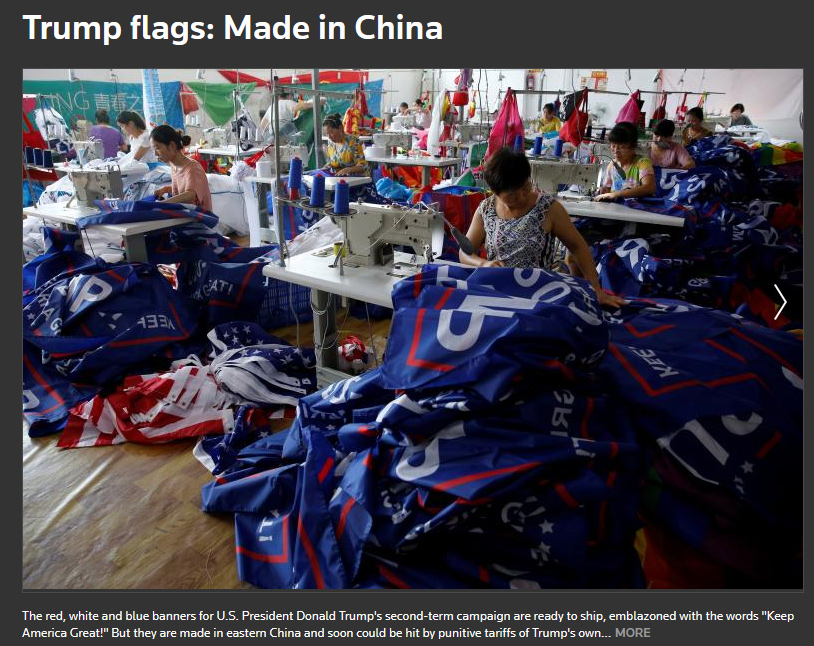 特朗普否认竞选旗帜为中国制造 有没有说谎？