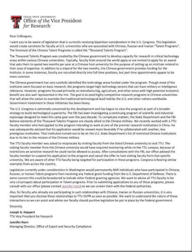 美国制裁中国千人计划学者 9位华人被处分