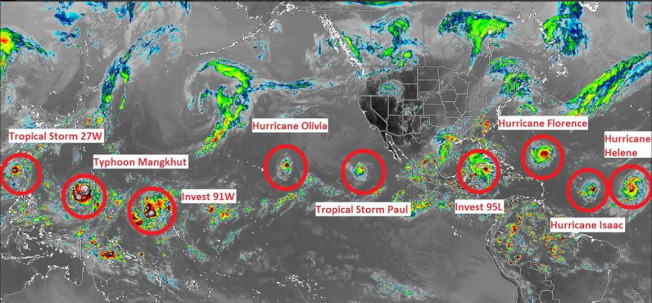 一张照片热传:北半球竟有9个风暴 周末很疯狂