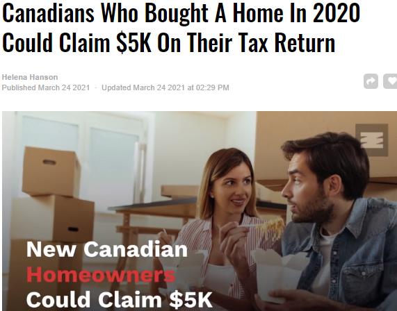 2020年买房或装修的加拿大人可申请税务福利