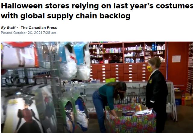 到处缺货 加拿大万圣节商家只能卖去年的库存