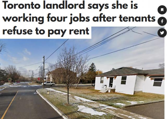 多伦多租客拒付房租爽住 房东打4份工苦撑房贷