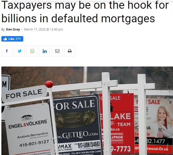 加拿大纳税人可能要为千亿巨额违约房贷买单