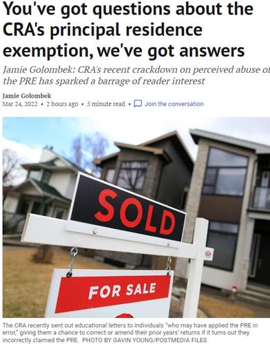 网友求助：这样卖房符合CRA自住房税务豁免吗?