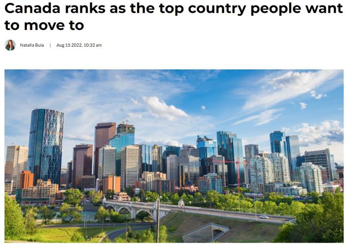 加拿大当选全球人们最想移居的国家，中国第四，美国尴尬了