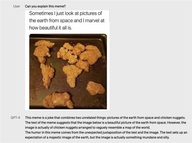 迷因图片也难不到GPT-4，而且不失幽默。OpenAI