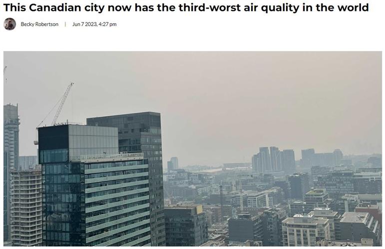 世界第三差！多伦多空气污染超过所有中国污染城市