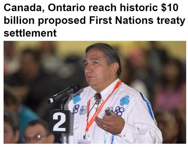 联邦政府和安省各出50亿与原住民就土地年金达成和解