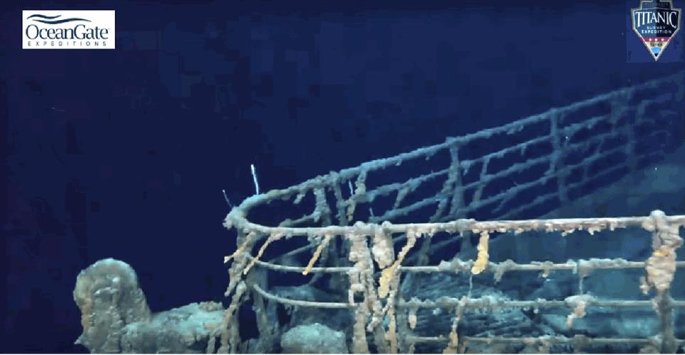 海洋之门探险的铁达尼号沉船观光行程海报。(海洋之门探险)